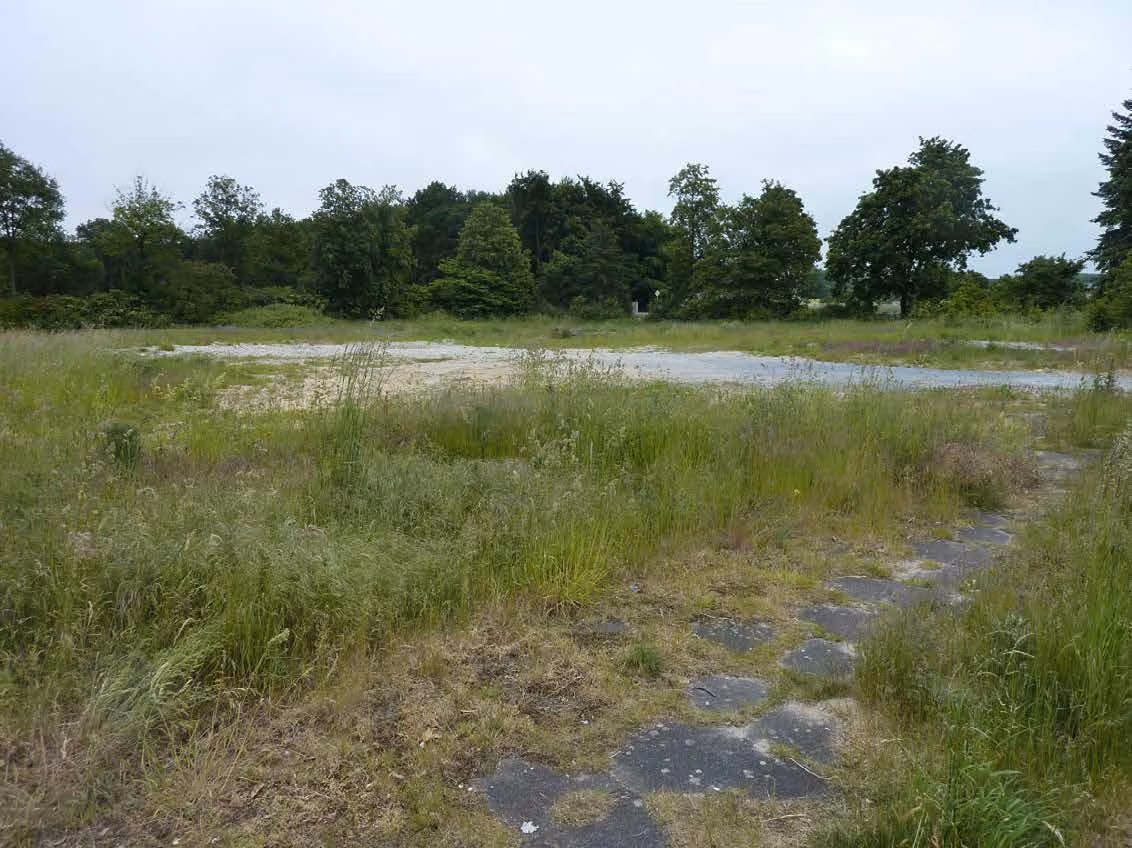 Zwangsversteigerung Eigentumswohnung in Halle (Westf.) – Grundstück, Ansicht von Westen auf die unbebaute Fläche.
