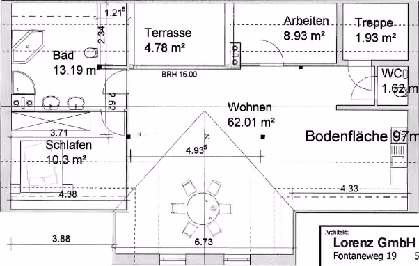 Zwangsversteigerung Eigentumswohnung in Köln, Klettenberg – Tatsächlicher Grundriss des ausgebauten Speichergeschosses.