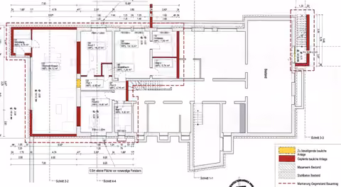 Zwangsversteigerung Einfamilienhaus in Hattingen, Winz-Baak – Grundriss des Kellergeschosses mit geplanter Einliegerwohnung.
