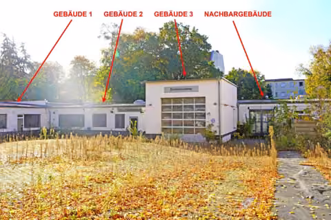 Zwangsversteigerung Grundstück in Berlin, Schmargendorf – Gesamtübersicht der Gebäude 1, 2 und 3 auf dem Grundstück.