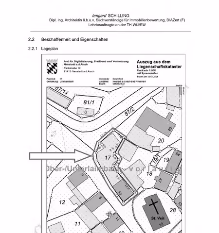 Zwangsversteigerung Einfamilienhaus in Scheinfeld, Unterlaimbach – Flurkarte mit Kennzeichnung des Flurstücks 17.