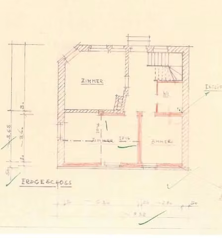 Zwangsversteigerung in Bad Orb – Historischer Grundriss des Erdgeschosses.