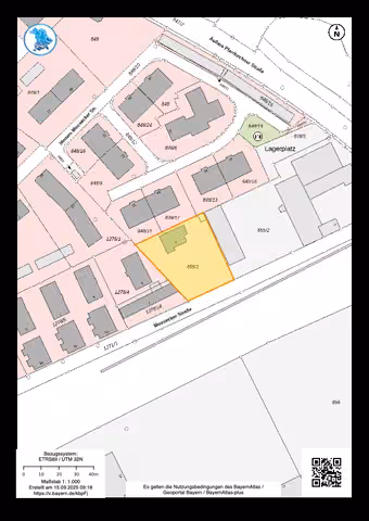 Zwangsversteigerung Einfamilienhaus in Simbach am Inn – Flurkarte mit Kennzeichnung des Flurstücks 855/3.