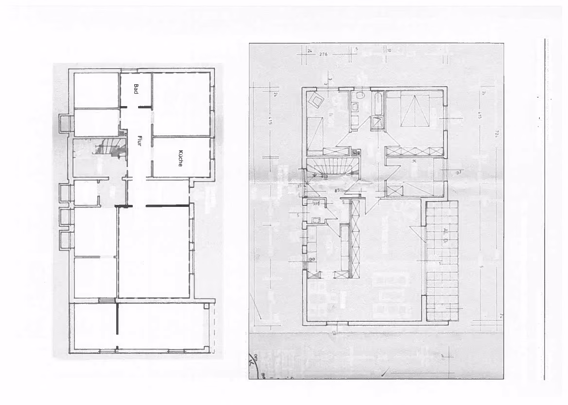 Zwangsversteigerung Zweifamilienhaus in Schieder-Schwalenberg, Lothe – Grundrisse des Erdgeschosses und des Souterrain-/Kellergeschosses.