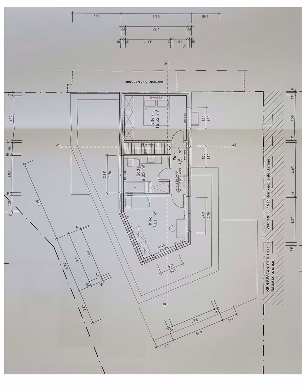 Zwangsversteigerung Einfamilienhaus in Hilden – Grundriss des Obergeschosses mit Schlafzimmern und Badezimmer.