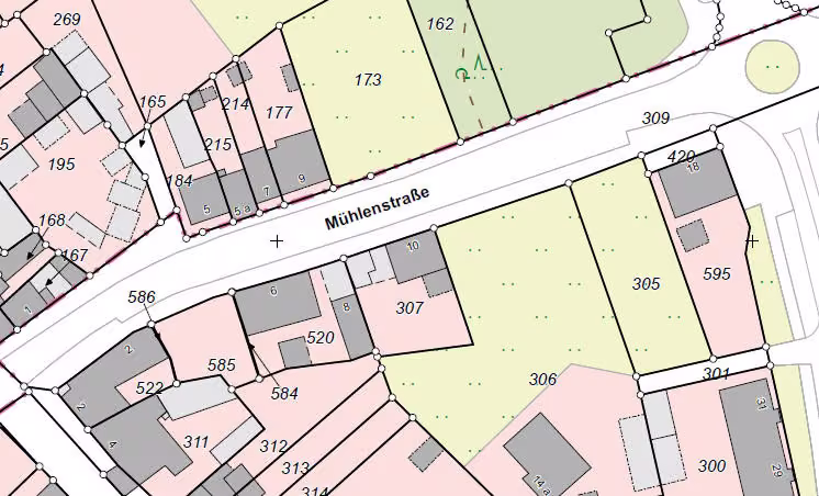 Zwangsversteigerung Wohn-/Geschäftshaus in Aldenhoven, Siersdorf – Flurkartenausschnitt mit Flurstück 307.
