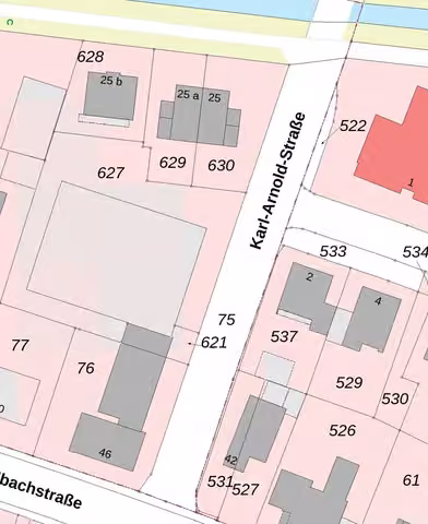 Zwangsversteigerung Grundstück in Vreden – Flurkartenausschnitt von Flurstück 627 und Umgebung.