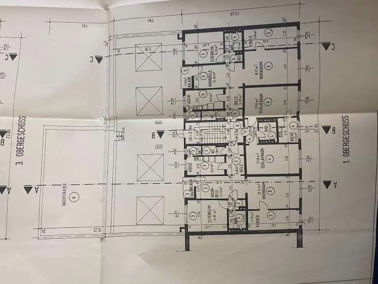 Zwangsversteigerung Eigentumswohnung in Duisburg, Marxloh – Grundriss Aufteilungsplan des 1. Obergeschosses mit Sondereigentum Nr. 5.