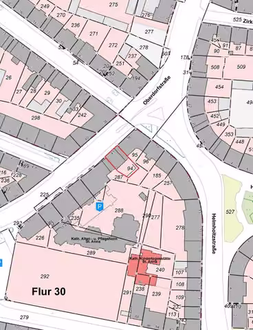 Zwangsversteigerung Eigentumswohnung in Essen, Altendorf – Auszug aus der amtlichen Liegenschaftskarte Flurstück 94.