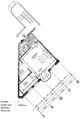 Zwangsversteigerung Eigentumswohnung in Tönisvorst, Vorst – Grundriss der Eigentumswohnung Nr. 5 im 1. Obergeschoss mit Flächenangaben