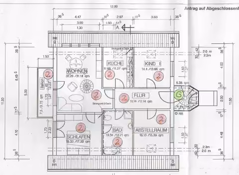 Zwangsversteigerung Eigentumswohnung in Blankenfelde – Aufteilungsplan des Dachgeschosses mit Raumaufteilung der Eigentumswohnung Nr. 2.