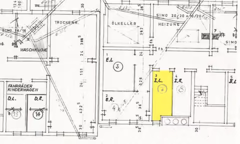 Zwangsversteigerung Eigentumswohnung in Essen, Bochold – Grundriss der Wohnung WE Nr. 7 laut Teilungserklärung.