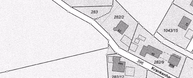 Zwangsversteigerung Einfamilienhaus in Steingaden – Katasterauszug mit den Flurstücken 209 und 282/16.