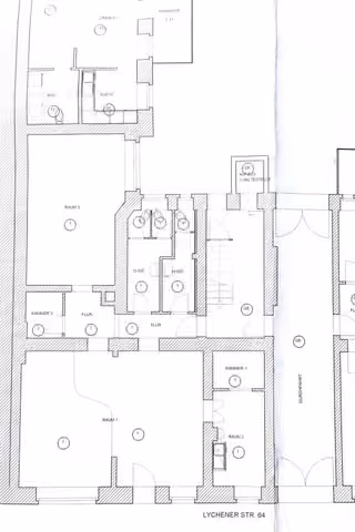 Zwangsversteigerung Büro in Berlin, Prenzlauer Berg – Grundriss Erdgeschoss Vorderhaus mit Teileigentum Nr. 1 aus dem Aufteilungsplan 2006.