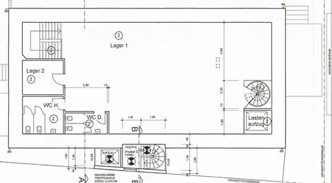 Zwangsversteigerung in Bremen, Schwachhausen – Grundriss des Obergeschosses mit Lager- und WC-Räumen.
