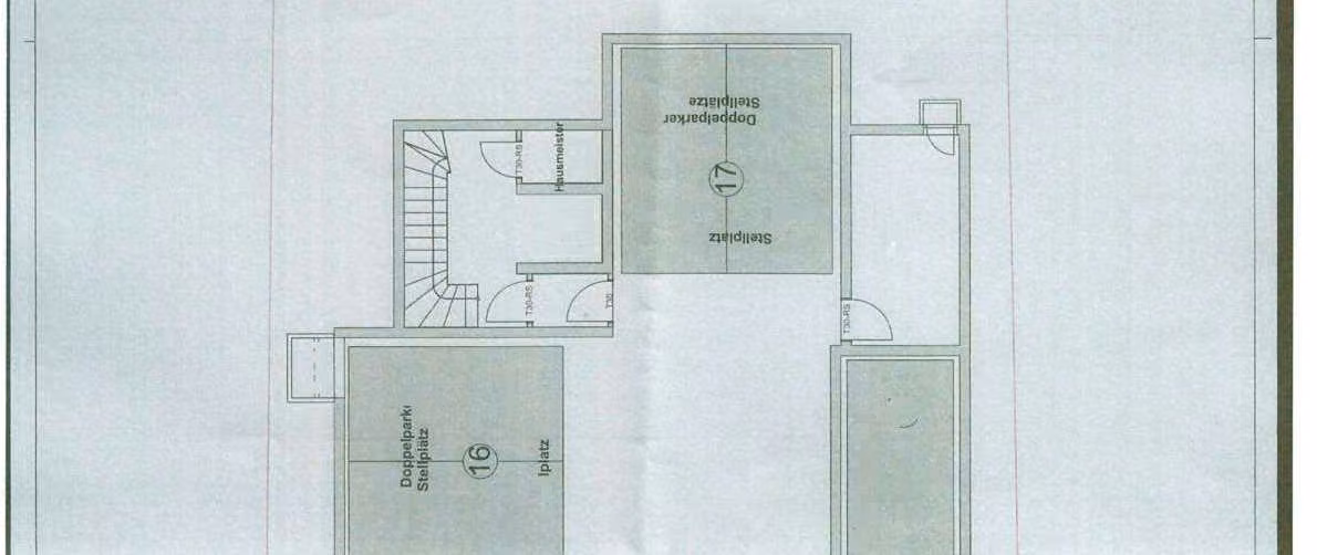 Zwangsversteigerung Eigentumswohnung in Magstadt – Tiefgaragen- und Kellergrundriss mit Lage des Doppelparkers Nr. 18.