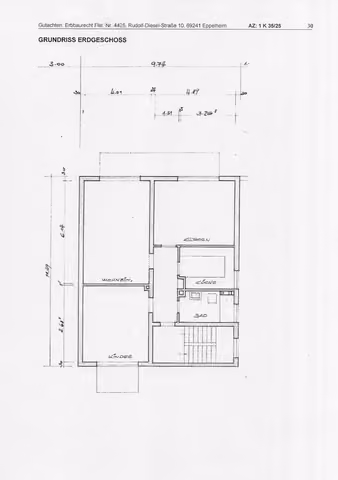 Zwangsversteigerung in Eppelheim – Grundriss des Erdgeschosses (Wohnung 1).