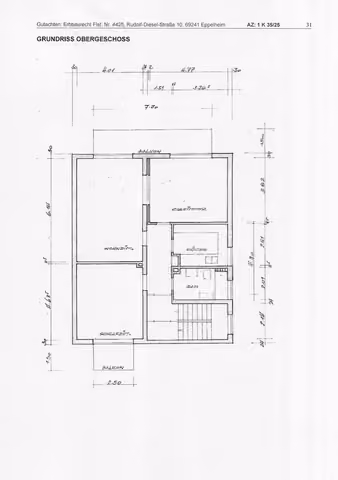 Zwangsversteigerung in Eppelheim – Grundriss des Obergeschosses (Wohnung 2).