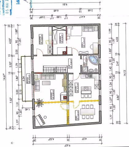 Zwangsversteigerung Zweifamilienhaus in Oberviechtach – Grundriss des umgebauten Obergeschosses.