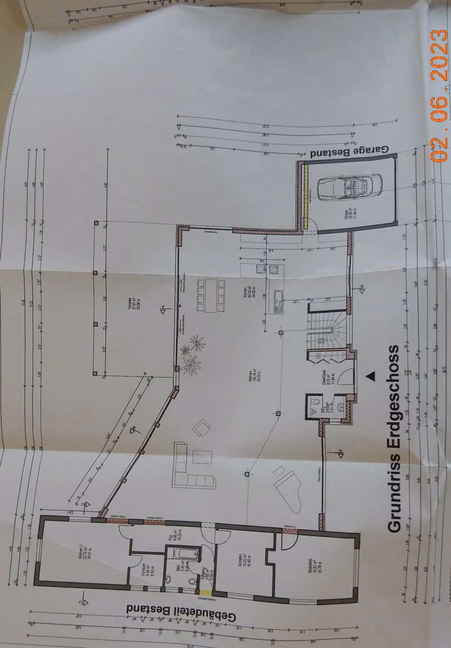 Zwangsversteigerung Einfamilienhaus in Hanau, Kesselstadt – Grundriss Erdgeschoss des Einfamilienhauses mit Einliegerwohnung.