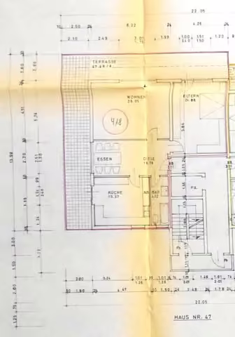 Zwangsversteigerung Eigentumswohnung in Rodgau, Dudenhofen – Grundrissplan der Penthouse-Wohnung Nr. 418 im 8. Obergeschoss