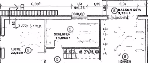 Zwangsversteigerung Eigentumswohnung in Gummersbach, Bernberg – Grundrisszeichnung Dachgeschoss Südring 7 a für Wohnung Nr. 6.