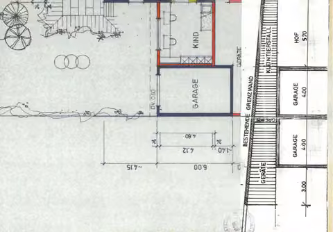 Zwangsversteigerung Mehrfamilienhaus in Bondorf – Genehmigter Grundriss Erdgeschoss mit Garage und Geräteraum aus dem Jahr 1983