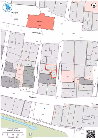 Zwangsversteigerung Gewerbe in Lohr a. Main – Katasterlageplan mit Darstellung der Flurstücke 77 und 78.