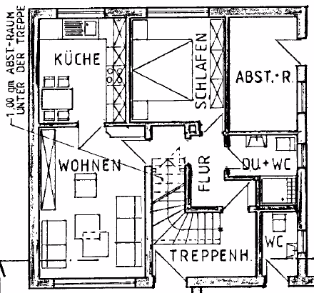 Zwangsversteigerung Zweifamilienhaus in Emlichheim – Grundriss Erdgeschoss und Dachgeschoss Haus 29A