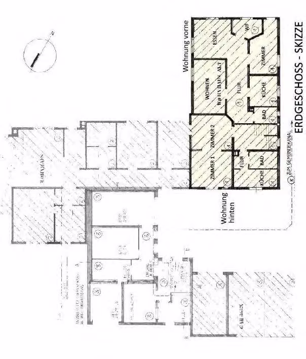 Zwangsversteigerung Eigentumswohnung in Driedorf – Grundrissskizze der beiden Wohnungen im Erdgeschoss.