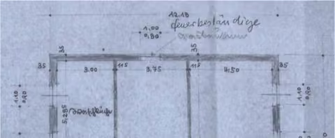 Zwangsversteigerung Zweifamilienhaus in Heiden – Grundriss und Schnitt des Garagen-Nebengebäudes.