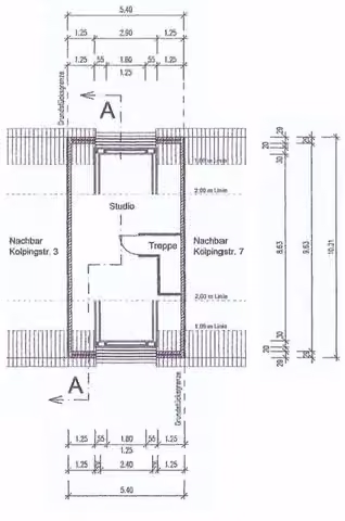 Zwangsversteigerung Reihenhaus in Wesseling, Keldenich – Grundrissplan des ausgebauten Dachgeschosses mit Studio und Dachgauben.