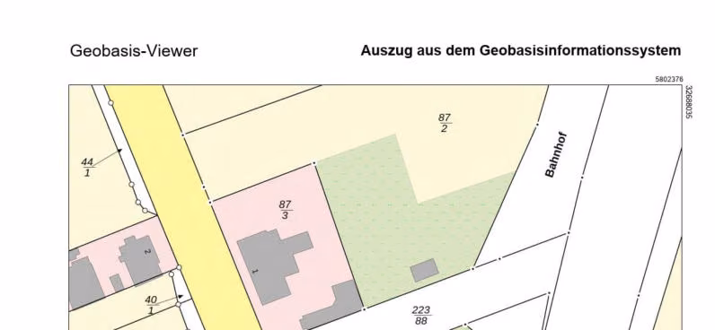 Zwangsversteigerung in Angern – Auszug aus der amtlichen Liegenschaftskarte mit Kennzeichnung des Flurstücks 88/1.