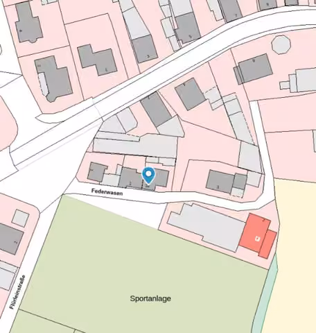 Zwangsversteigerung Einfamilienhaus in Wiesentheid, Geesdorf – Katasterplan und BayernAtlas-Auszug mit Kennzeichnung des Flurstücks 64/1.