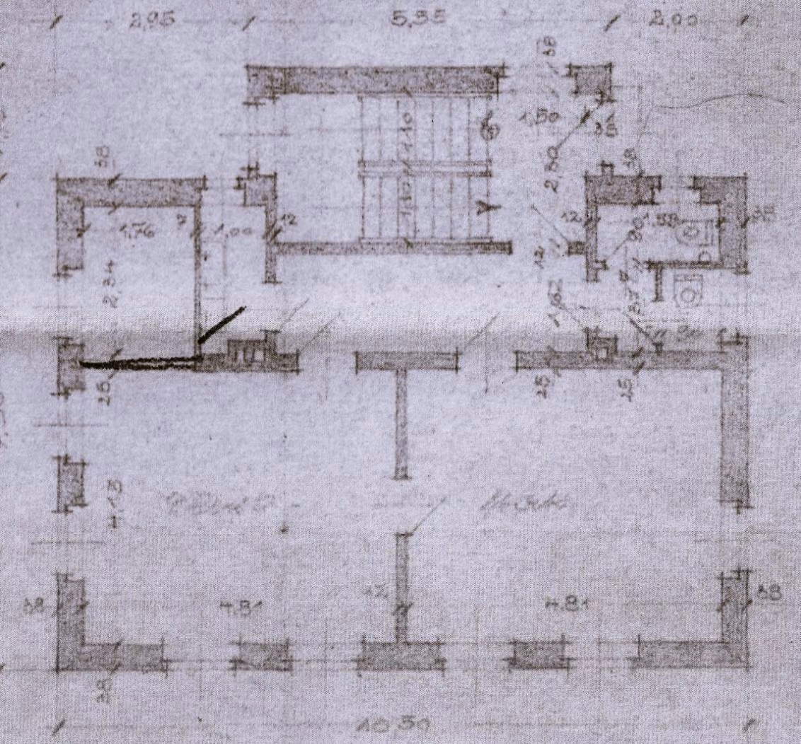 Zwangsversteigerung Einfamilienhaus in Klingenthal, Brunndöbra – Historischer Grundrissplan des Erdgeschosses.