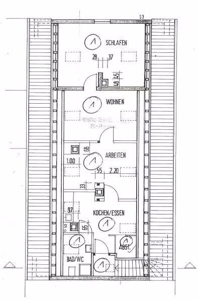 Zwangsversteigerung Eigentumswohnung in Bamberg, Gereuth – Grundriss der 3-Zimmer-Dachgeschosswohnung Nr. 1.