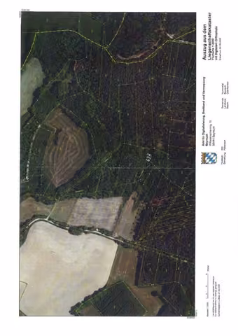 Zwangsversteigerung Landwirtschaft in Hummeltal, Pettendorf – Digitales Orthophoto mit Flurstücksgrenzen aus dem Liegenschaftskataster.
