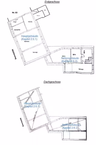 Zwangsversteigerung Doppelhaushälfte in Schortens – Grundrisse des Erdgeschosses und des Dachgeschosses
