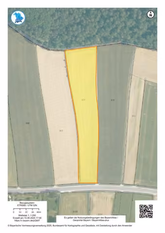 Zwangsversteigerung Landwirtschaft in Schwabach, Ottersdorf – Flurkarte und Luftbildausschnitt von Flurstück 964 (Herrleacker)