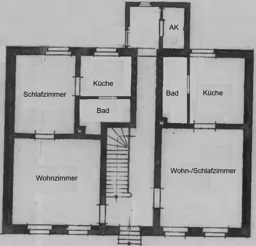 Zwangsversteigerung Mehrfamilienhaus in Iserlohn, Iserlohn-Mitte – Historischer Grundriss des Erdgeschosses.