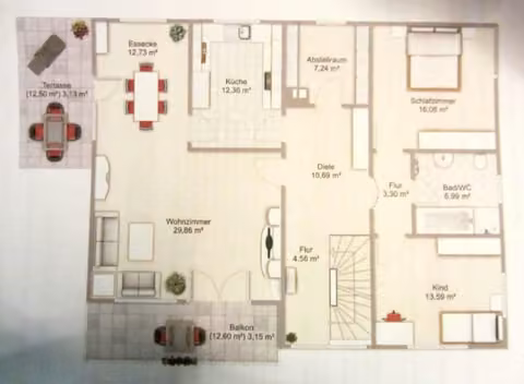 Zwangsversteigerung Einfamilienhaus in Erbach – Grundriss des Erdgeschosses.