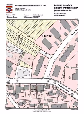 Zwangsversteigerung Eigentumswohnung in Kelkheim (Taunus) – Auszug aus dem Liegenschaftskataster Flurstück 69/18