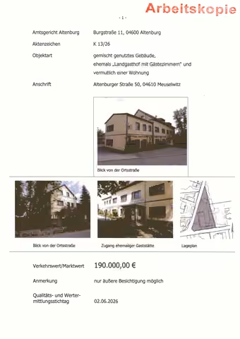 Zwangsversteigerung in Nobitz, Taupadel – Lageplan des Grundstücks Flurstück 3 mit Umgebungsbebauung.