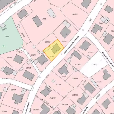 Zwangsversteigerung Zweifamilienhaus in Burglengenfeld, Wölland – Amtlicher Lageplan mit Flurstück 2097.