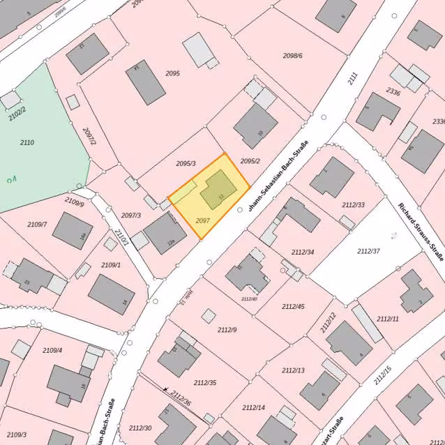 Zwangsversteigerung Zweifamilienhaus in Burglengenfeld, Wölland – Amtlicher Lageplan mit Flurstück 2097.