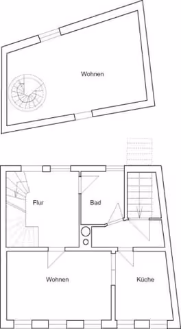 Zwangsversteigerung Einfamilienhaus in Hornburg – Grundrisszeichnungen von Erdgeschoss und 1. Obergeschoss.