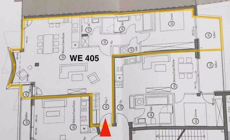 Zwangsversteigerung Eigentumswohnung in Berlin, Schöneberg – Grundriss der Wohnung Nr. 405 im 4. Obergeschoss.