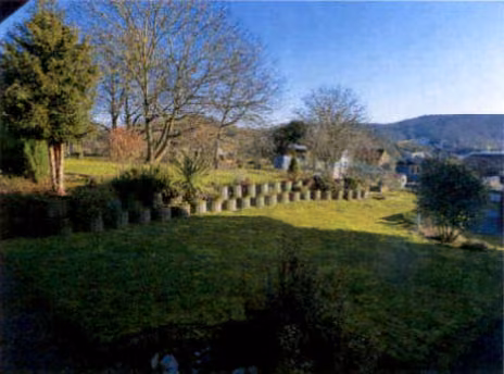Zwangsversteigerung Einfamilienhaus in Sinsheim, Eschelbach – Blick in den weitläufigen Gartenbereich mit Baumbestand.