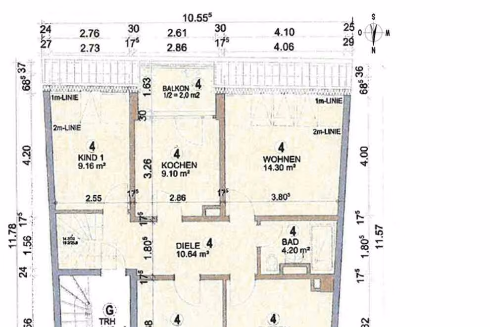 Zwangsversteigerung Eigentumswohnung in Moosburg an der Isar – Aufteilungsplan der Dachgeschosswohnung Nr. 4