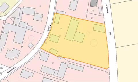 Zwangsversteigerung Einfamilienhaus in Sengenthal, Forst – Lageplan des Grundstücks mit Anordnung sämtlicher Gebäude.
